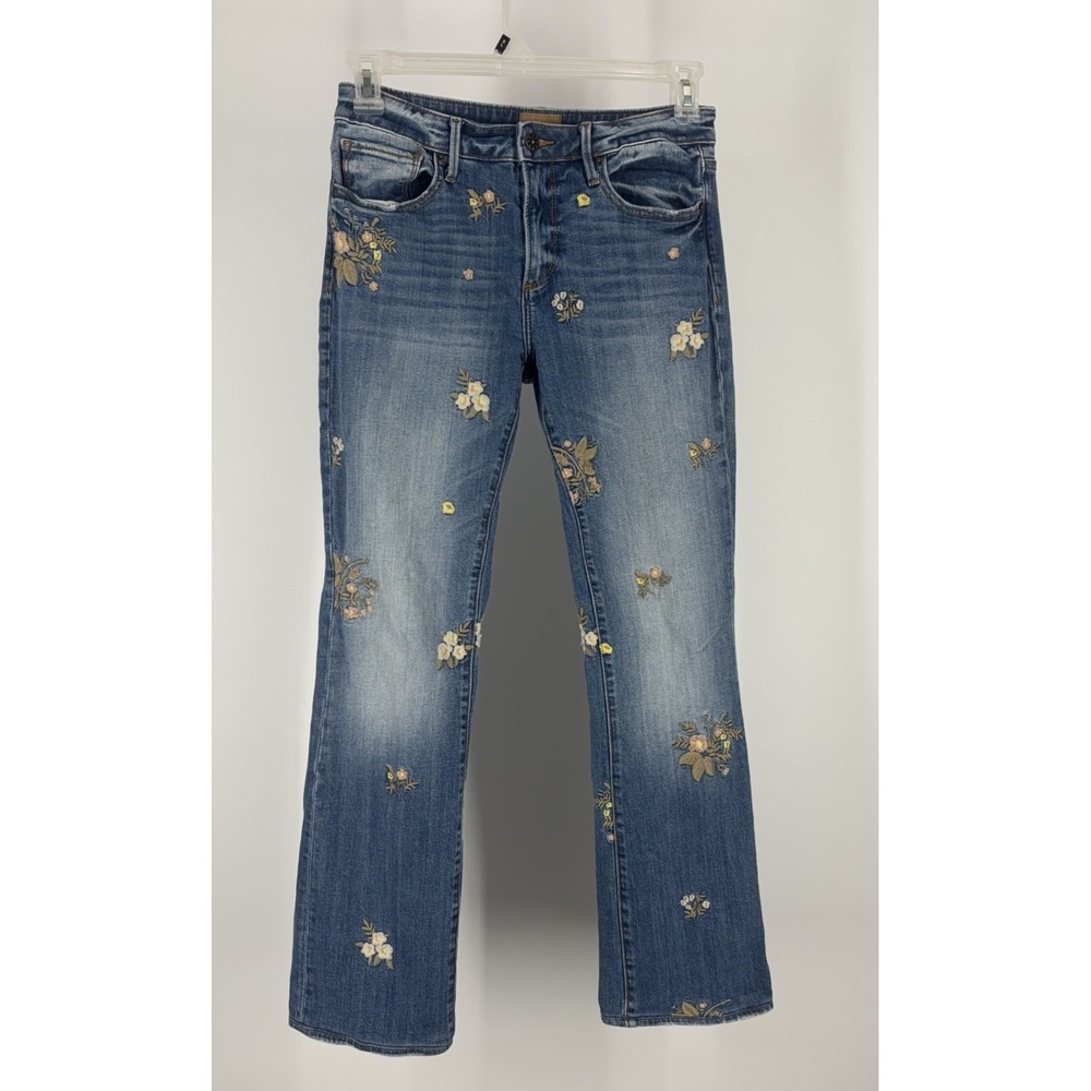 Driftwood Size 27 Kelly Bootcut Embroidered Floral Jeans Mid Rise Stretch Boho